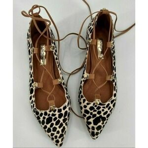 Halogen Womens Size 4.5M Owen Genuine Cheetah Calf Hair Pointy Toe Ghillie Flats